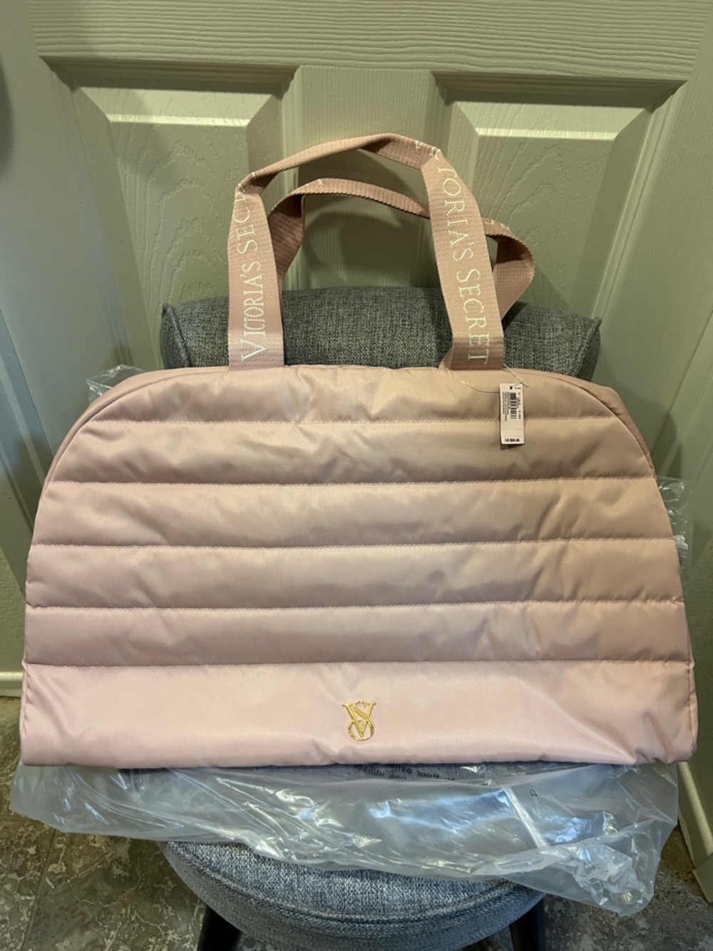 Victoria's Secret Light Pink Quilted Travel Tote